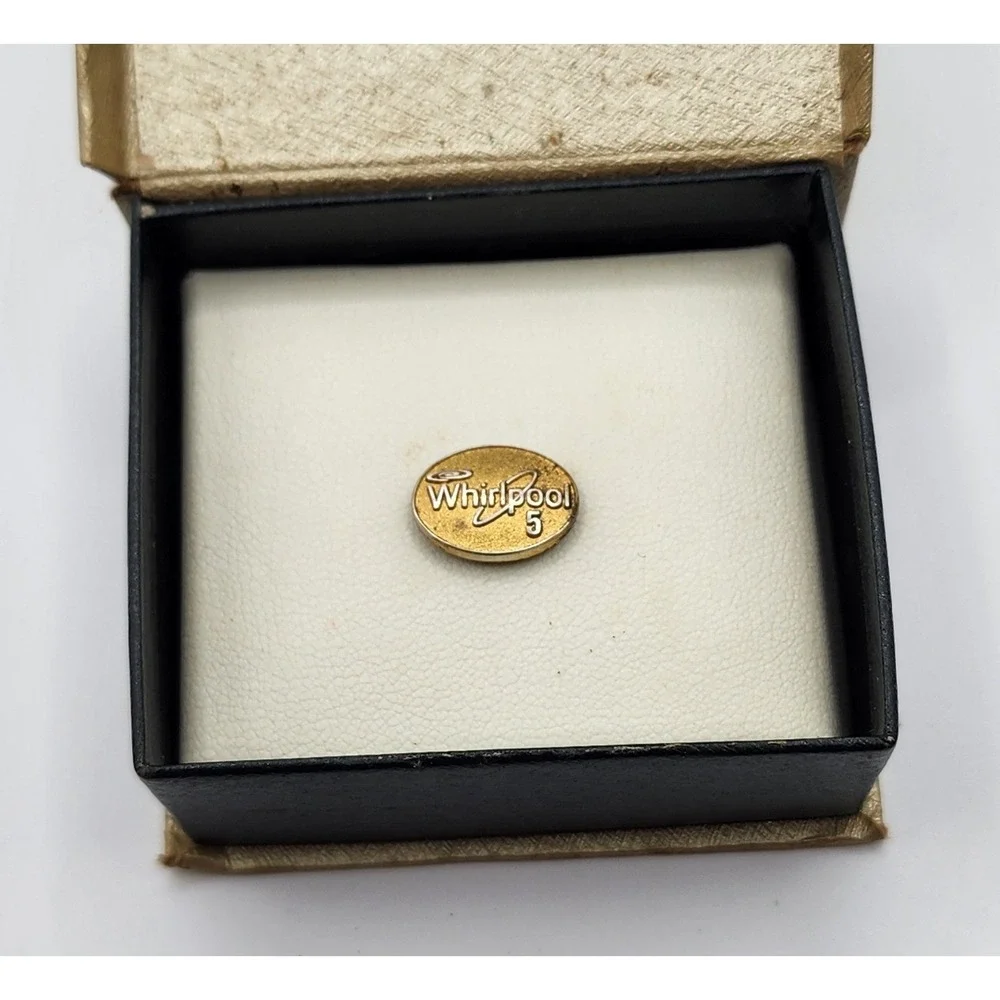 Vtg Whirlpool 5 Year Service Award CTO Sterling Silver Gold Plated Lapel Pin